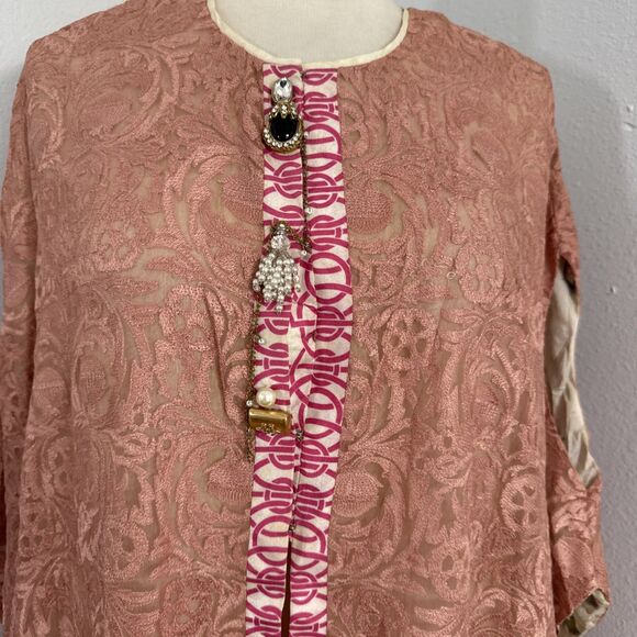 Elegant Pink Patterned Swim Coverup - Picture 2 of 12